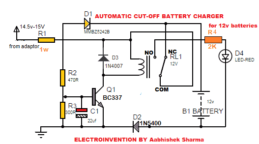 Automatic Battery Charger Circuit for 12v Lead-acid